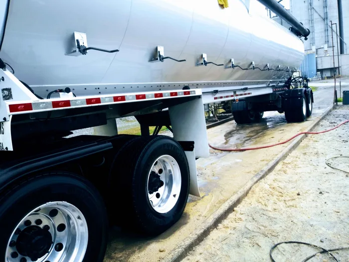 Tanker trailer being washed down on site